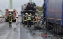 Schwerer LKW VU PKlemm A 4 Rich Olpe auf der Rodenkirchener Bruecke P053